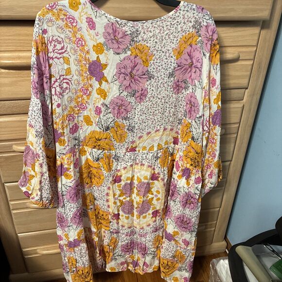 Tribal Jeans Ruffled Floral Boho Dress with 3/4 Sleeves Womens Sz XXL - Picture 8 of 8